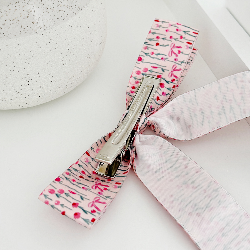 Ribbon Bow Clip - Peony Bow