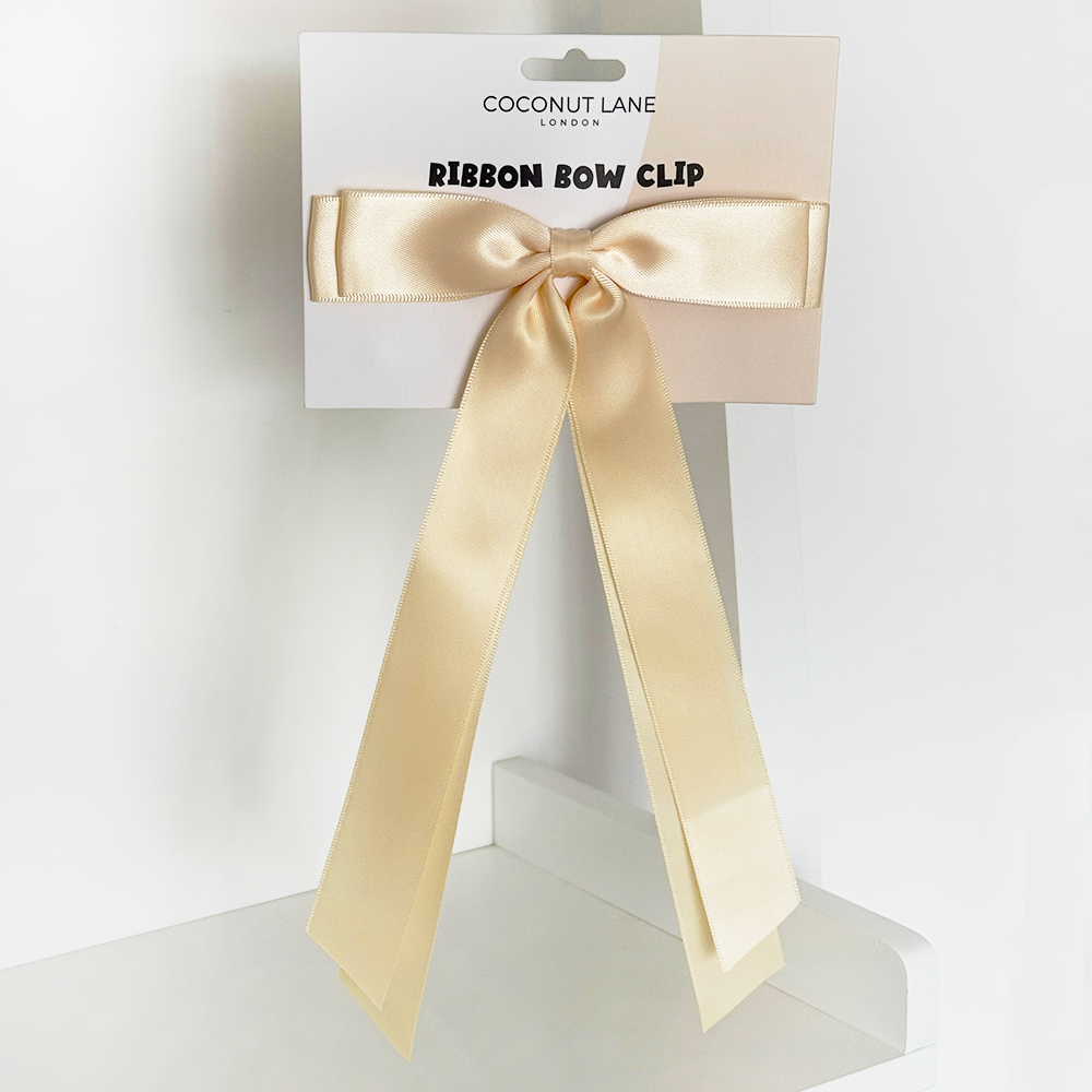 Ribbon Bow Clip - Butter Yellow