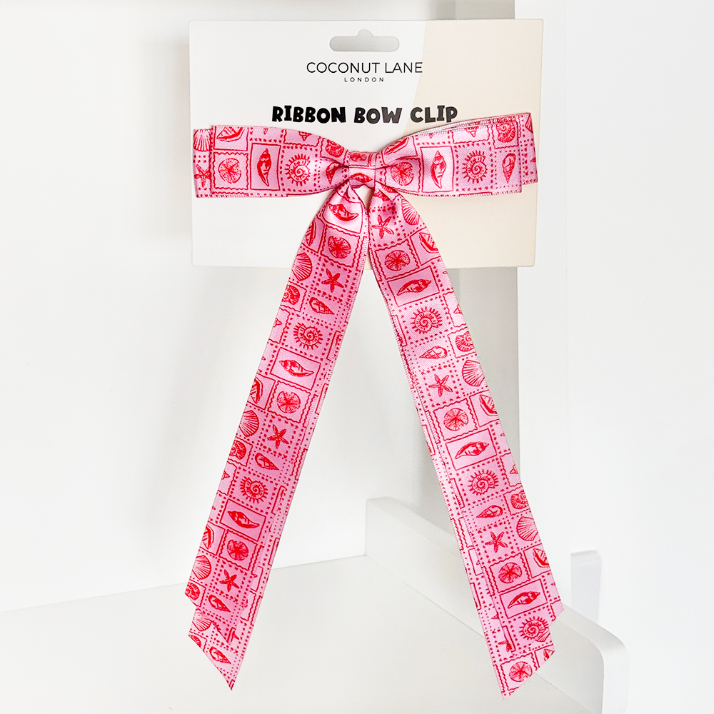 Ribbon Bow Clip - Seashell Riviera