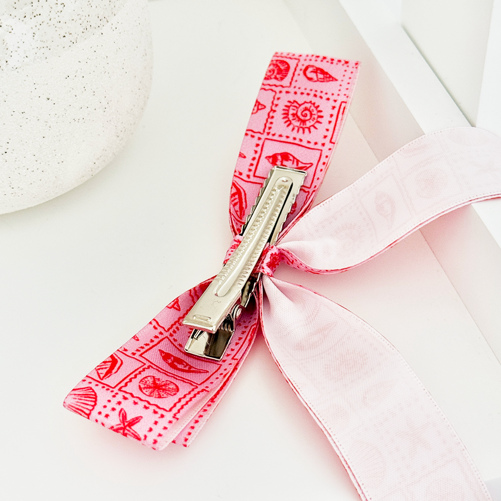 Ribbon Bow Clip - Seashell Riviera