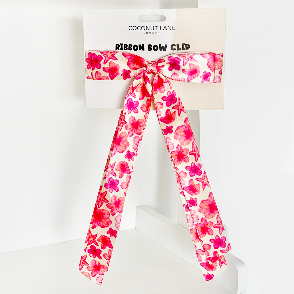 Ribbon Bow Clip - Island Girl Butter Yellow Hibiscus