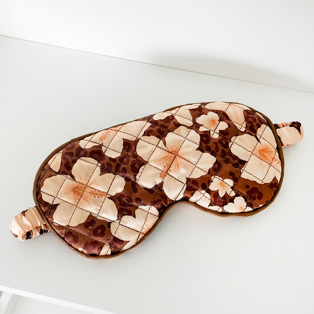 Satin Quilted Eye Mask - Safari Bloom