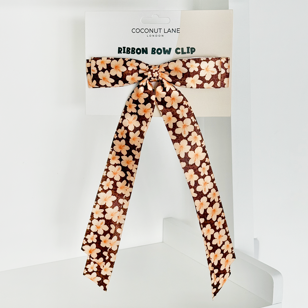 Ribbon Bow Clip - Safari Bloom