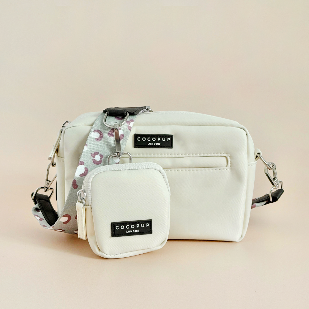 Köpek Gezdirme Çantası Seti - Adaçayı Leopar Desenli