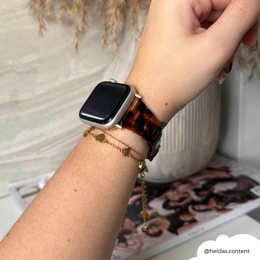 İnce Lüks Kaplumbağa Kabuğu Desenli Apple Watch Kayışı