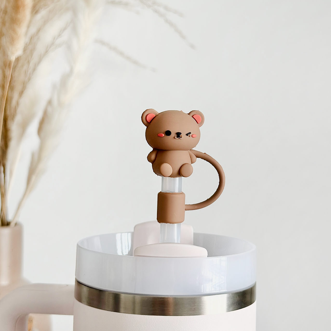 Teddy Bear Straw Cover