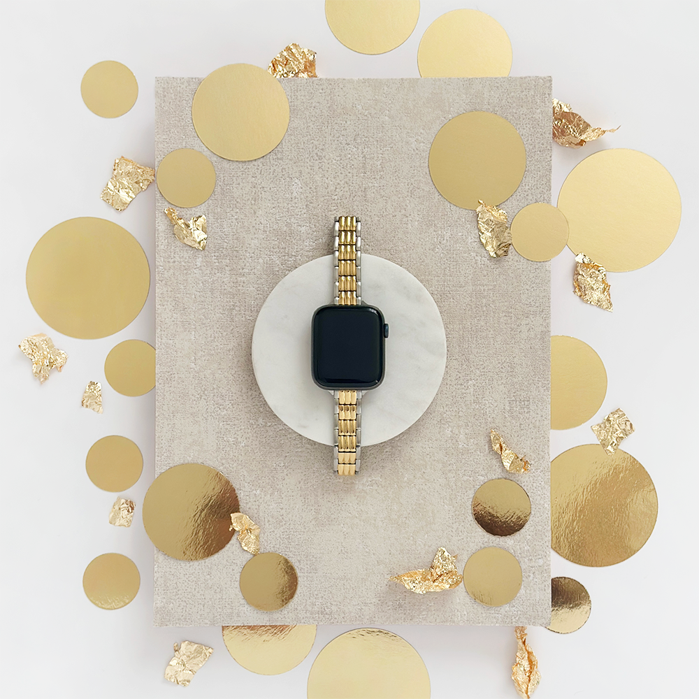 Retro İnce Paslanmaz Çelik Apple Watch Kayışı - Zamansız İki Tonlu