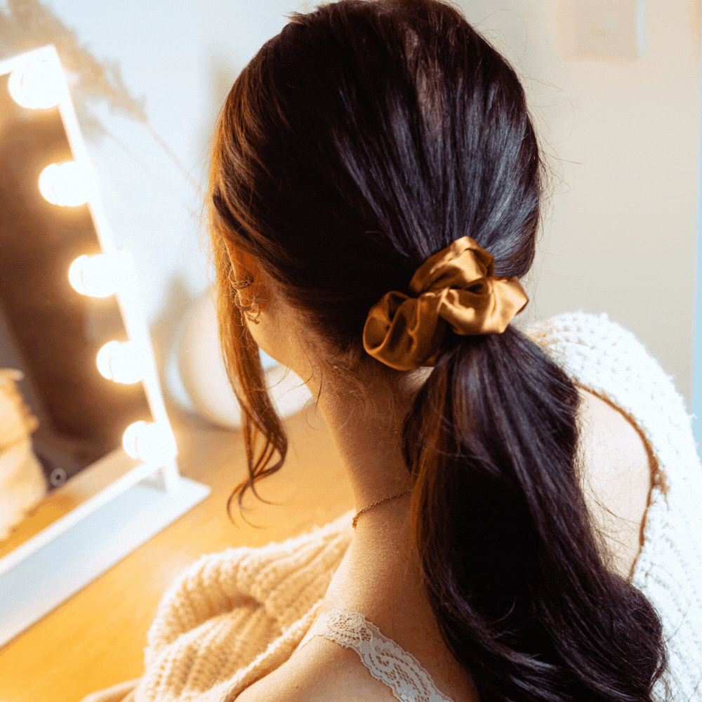Satin Bow Scrunchie - Chocolate Brown