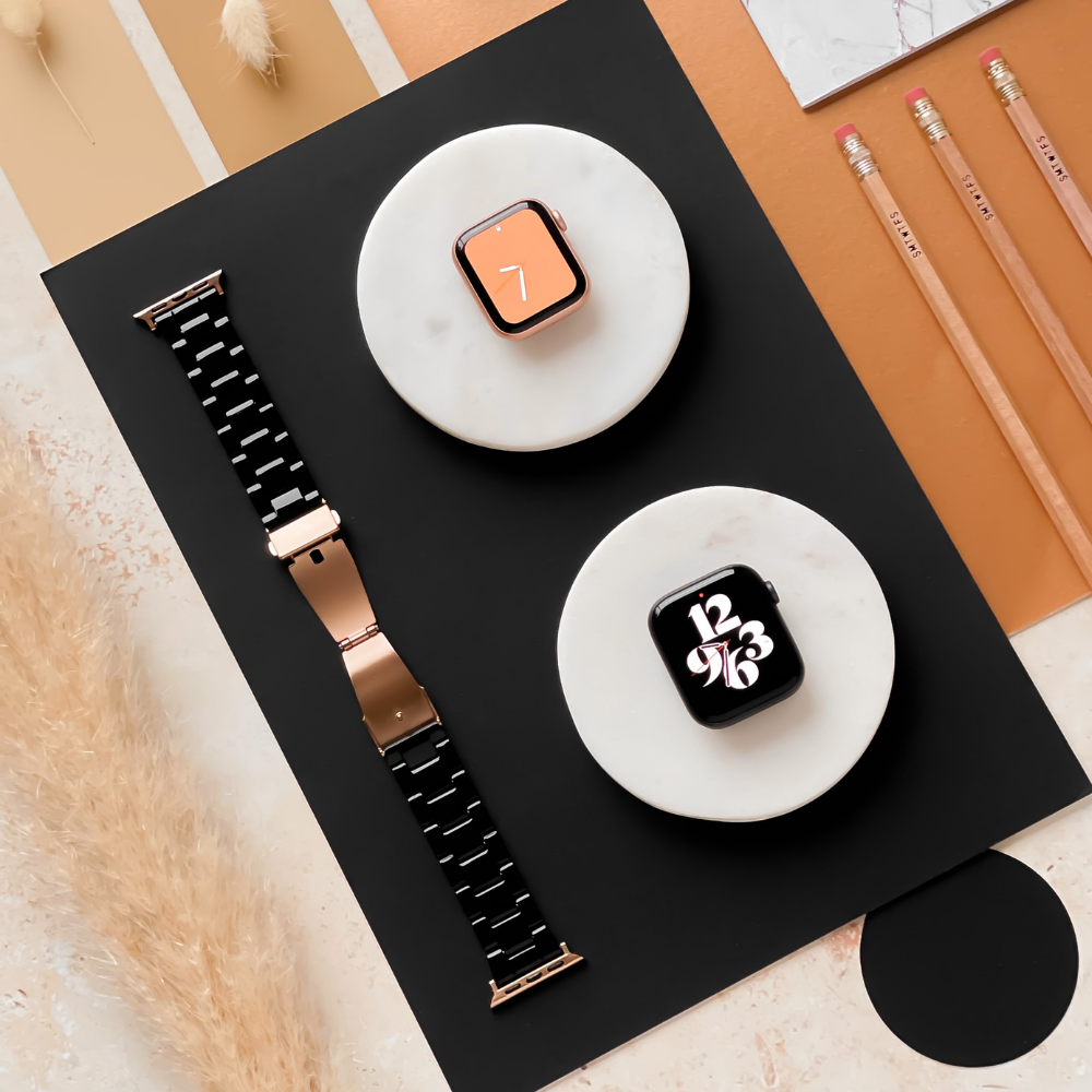 Lüks Siyah Apple Watch Kayışı