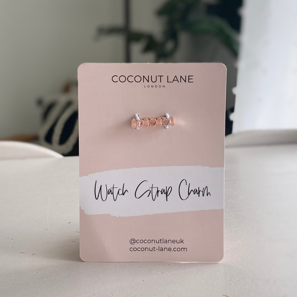 Watch Strap Charm - Rose Gold Crystal Heart