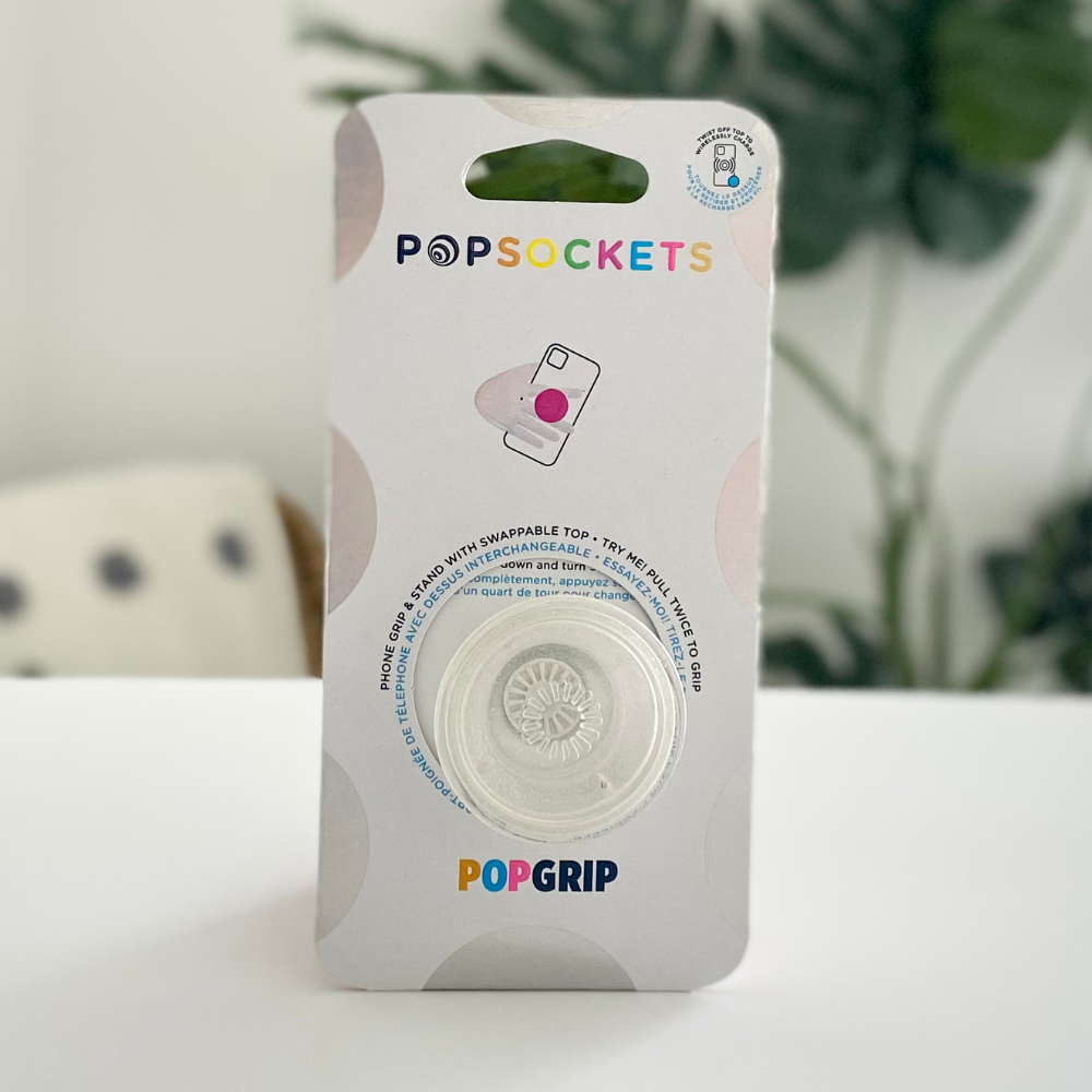 PopSocket Tutucu - Şeffaf Gümüş Simli