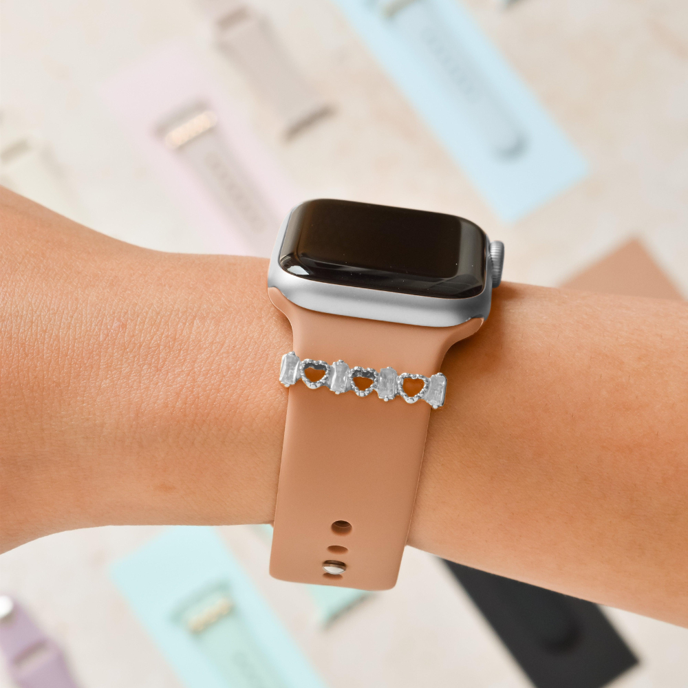 Saat Kayışı Süsü - Gümüş Kristal Kalp