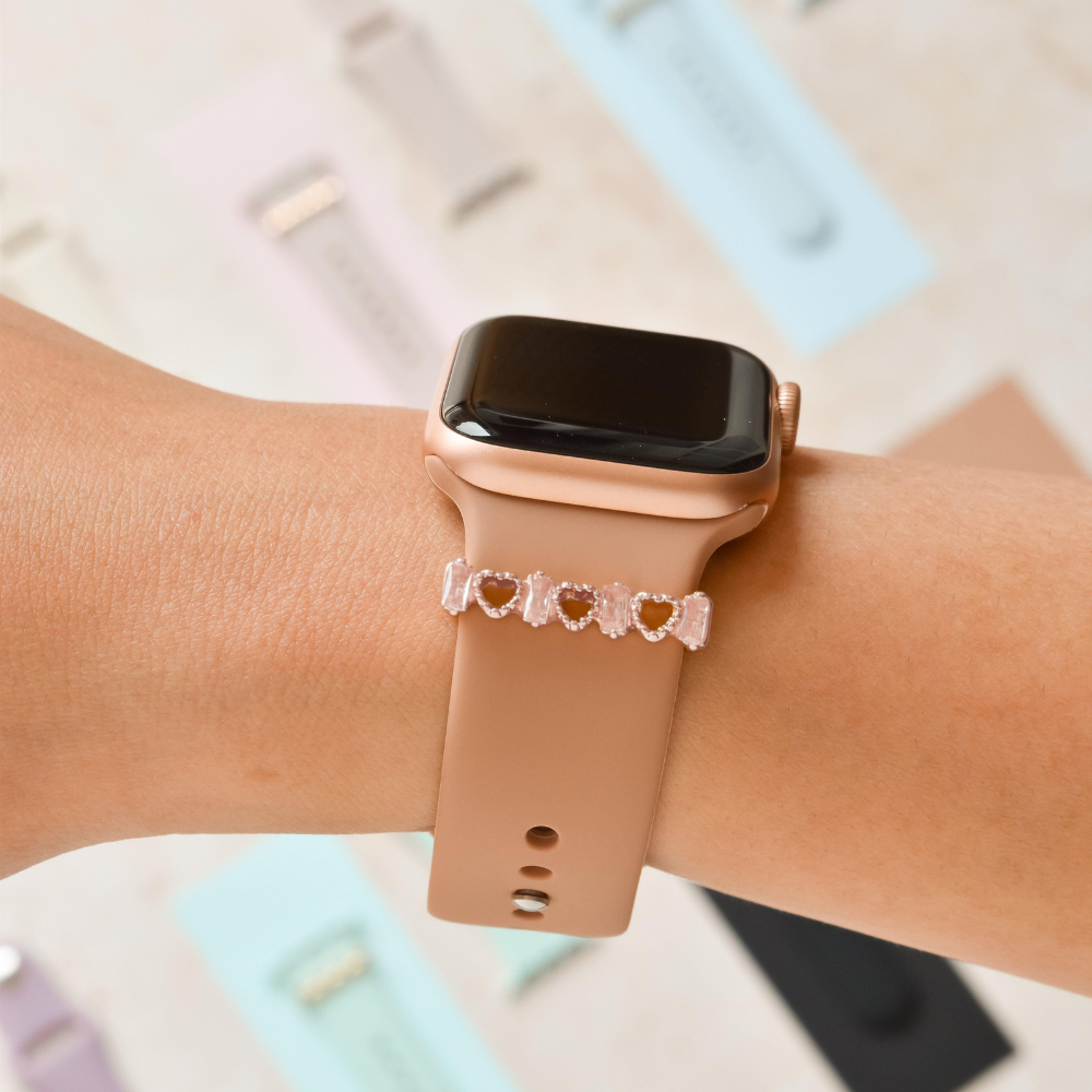 Watch Strap Charm - Rose Gold Crystal Heart
