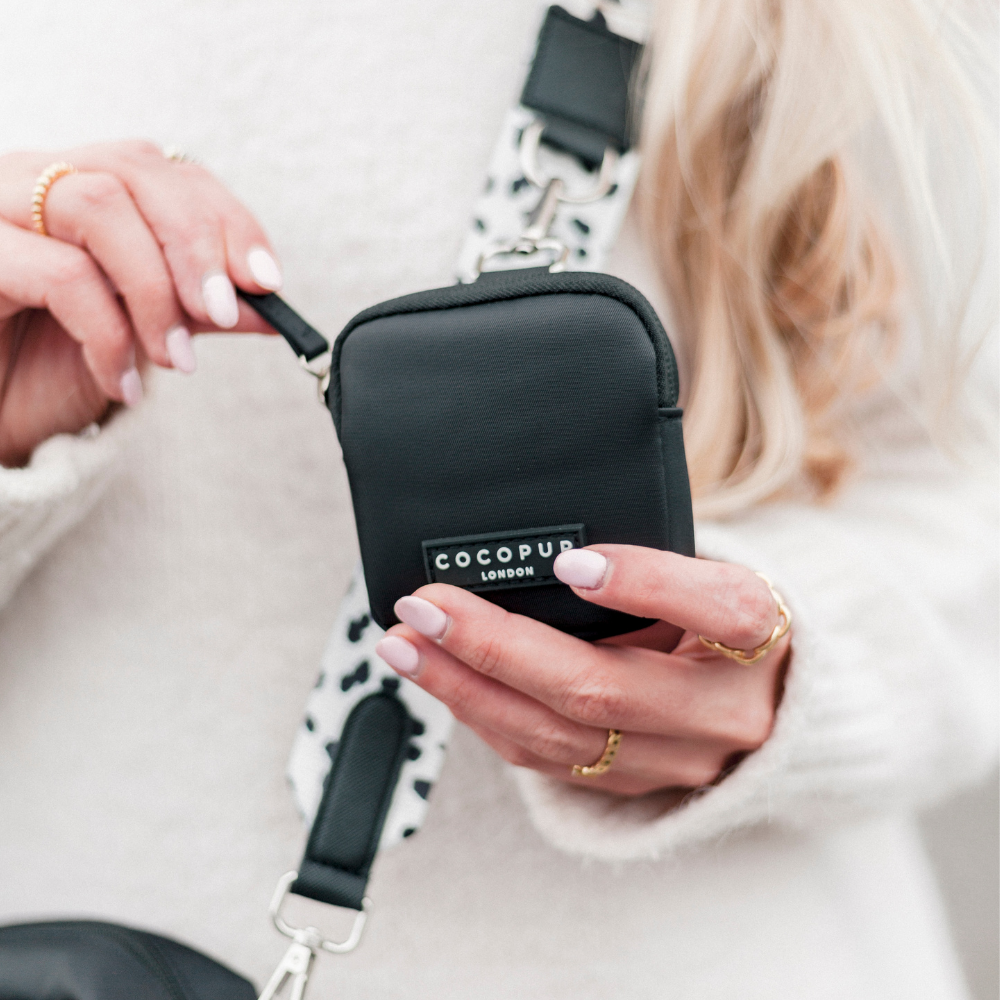 Köpek Gezdirme Siyah Çanta Seti - Tek Renkli Noktalar