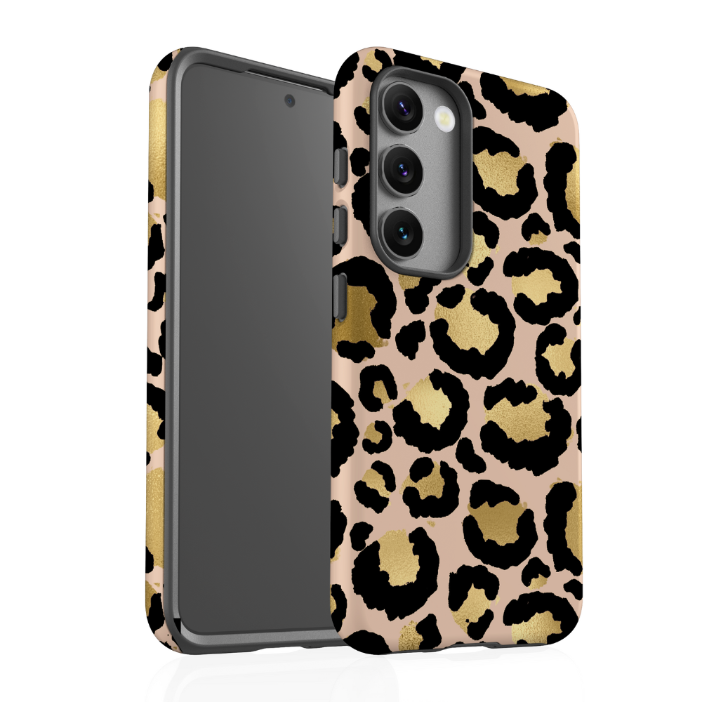 Samsung Telefon Kılıfı - Altın Leopar Desenli