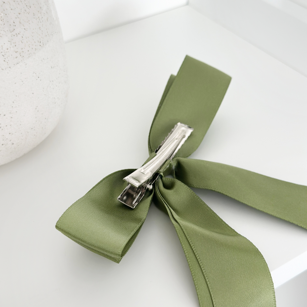 Ribbon Bow Clip - Chic Khaki