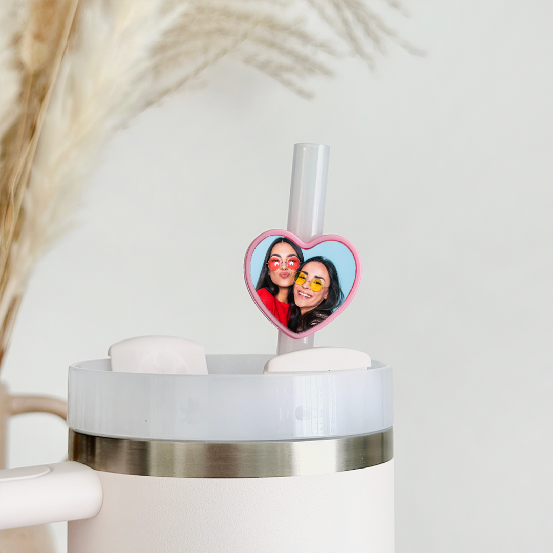 Kişiselleştirilmiş Kalp Şeklinde Pipet Ucu - Pembe