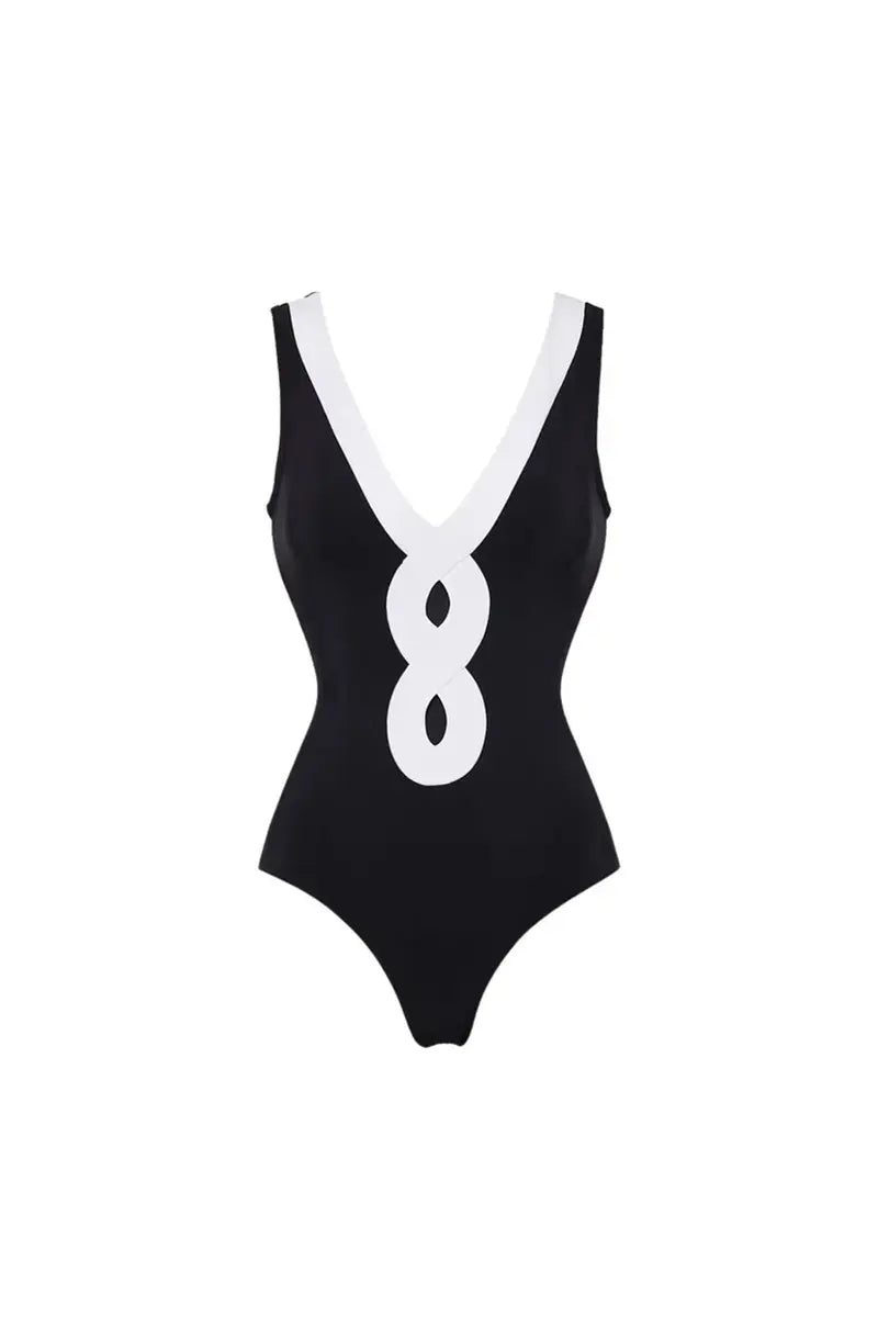 Colorblock One Piece Swimsuit Set