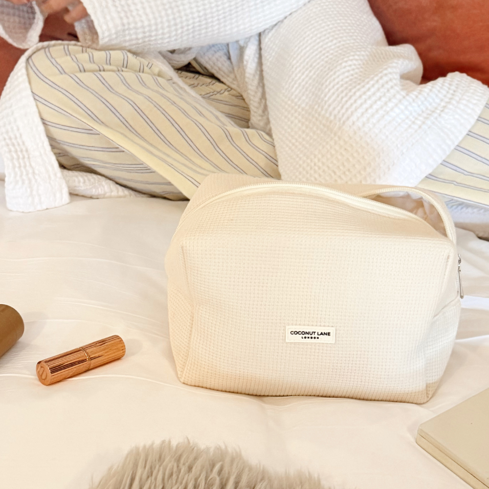 Waffle Makeup Bag - Cream