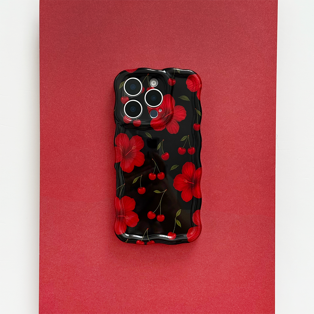Wavy Phone Case - Cherry Hibiscus