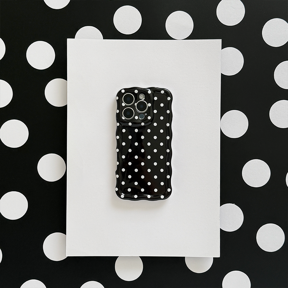 Wavy Phone Case - Black Polka Dot