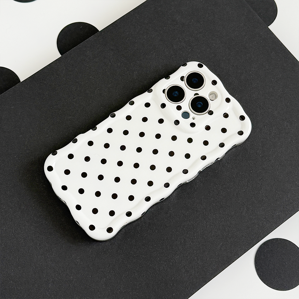 Wavy Phone Case - White Polka Dot