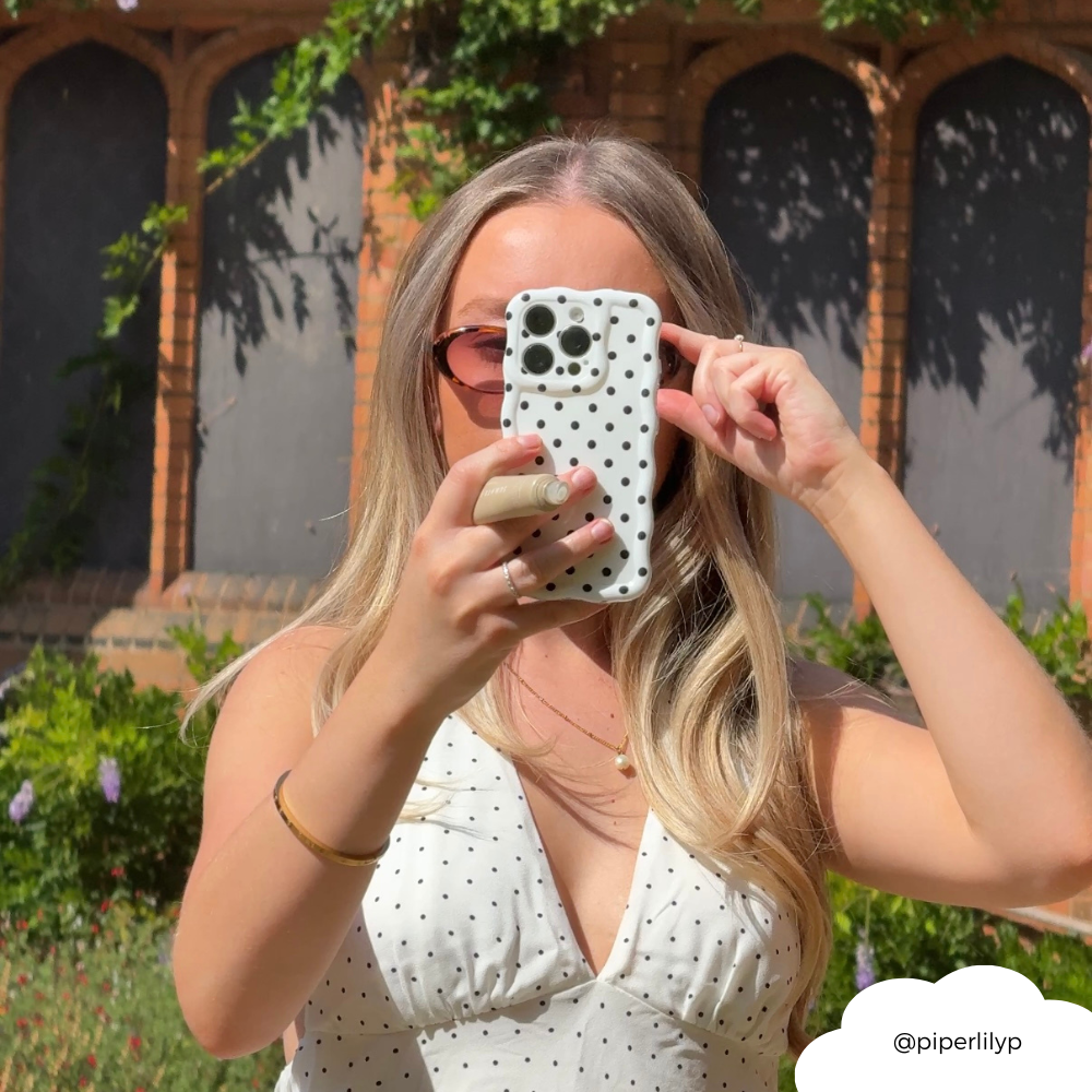 Wavy Phone Case - White Polka Dot