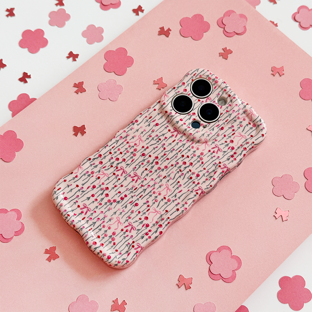 Wavy Phone Case - Peony Bow