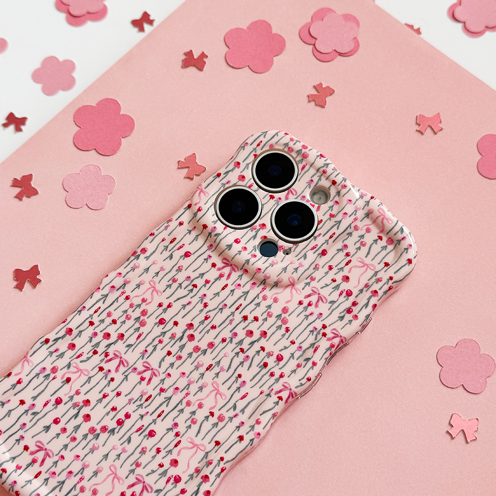 Wavy Phone Case - Peony Bow