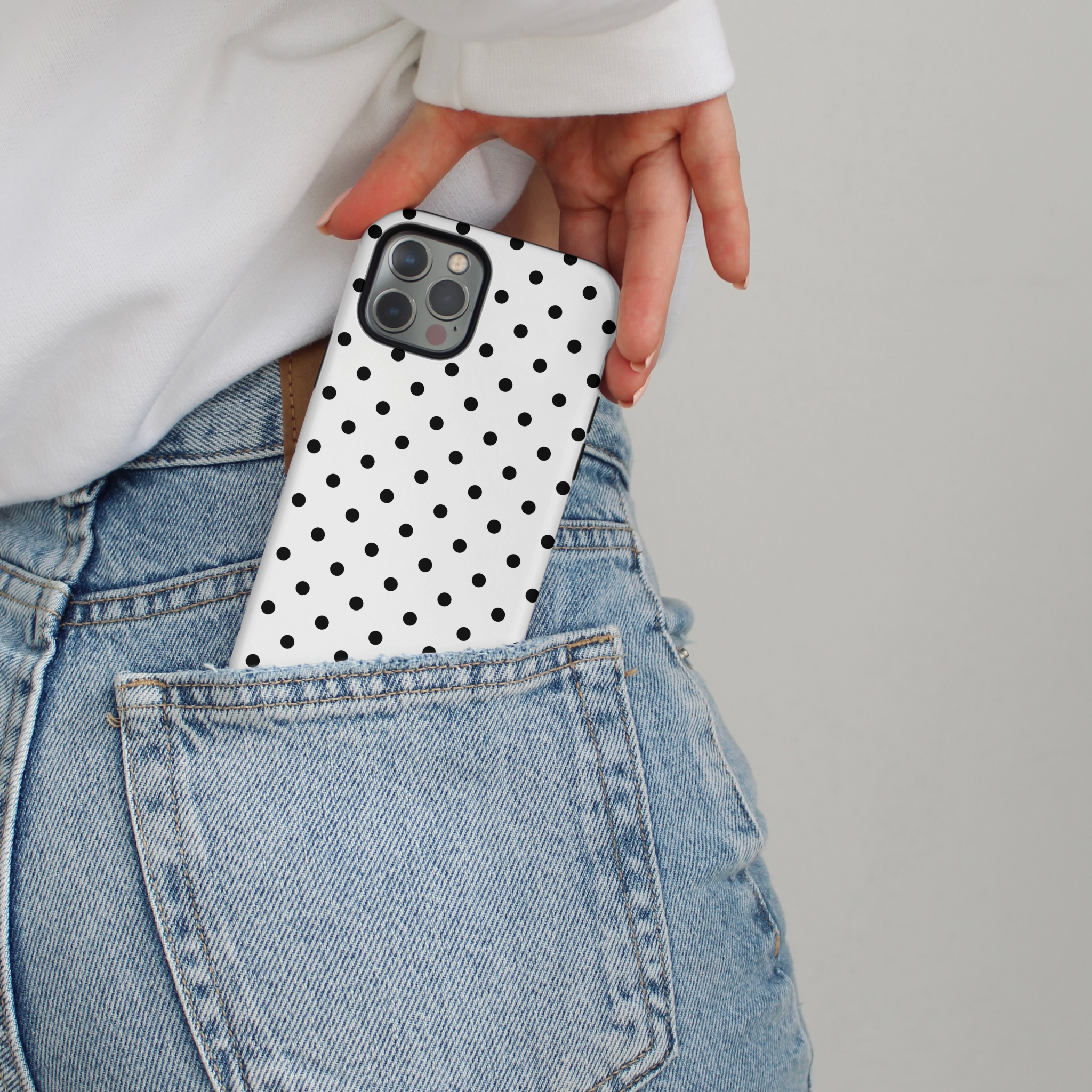 Tough MagSafe® Phone Case - White Polka Dots
