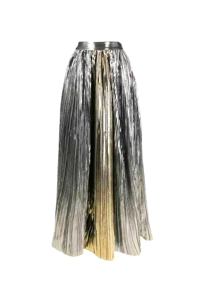 Cutout Silver Patchwork One-Piece with Skirt