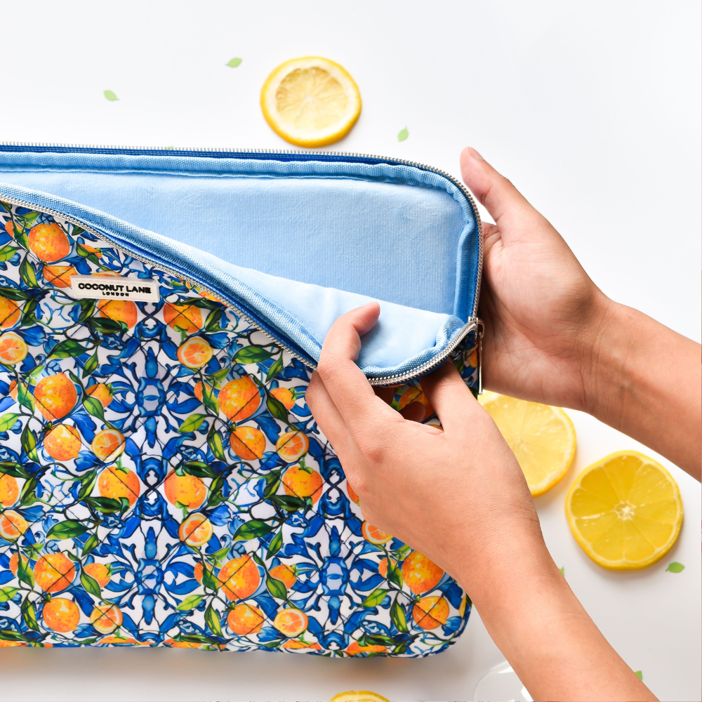 Kapitone Amalfi Limon Desenli Dizüstü Bilgisayar Kılıfı