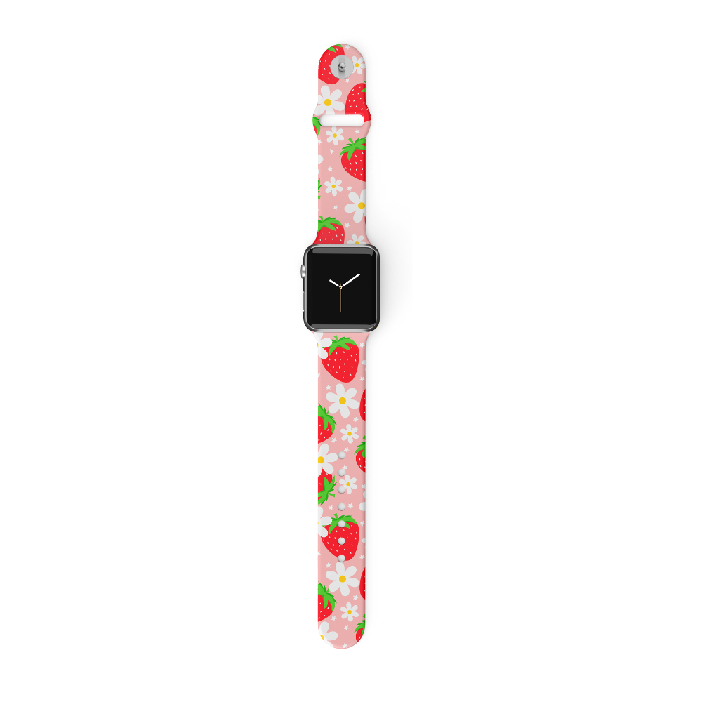 Sevimli Çilek Desenli Apple Watch Kayışı