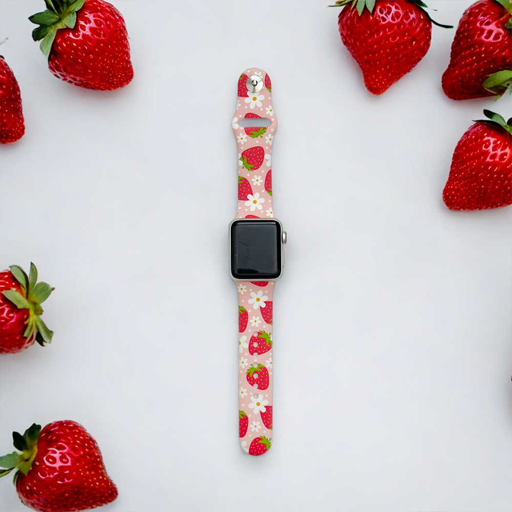 Sevimli Çilek Desenli Apple Watch Kayışı