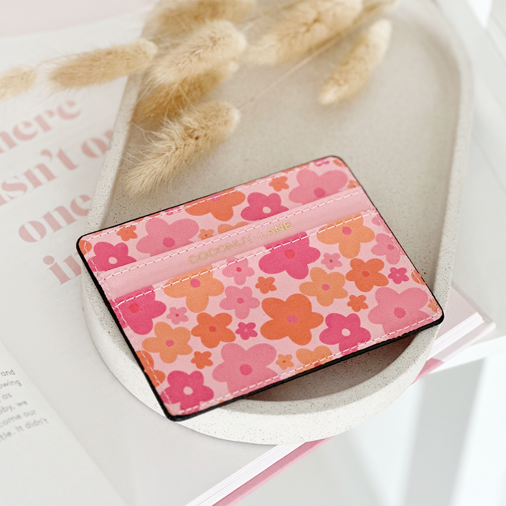 Pembe ve Turuncu Çiçekli Kartlık