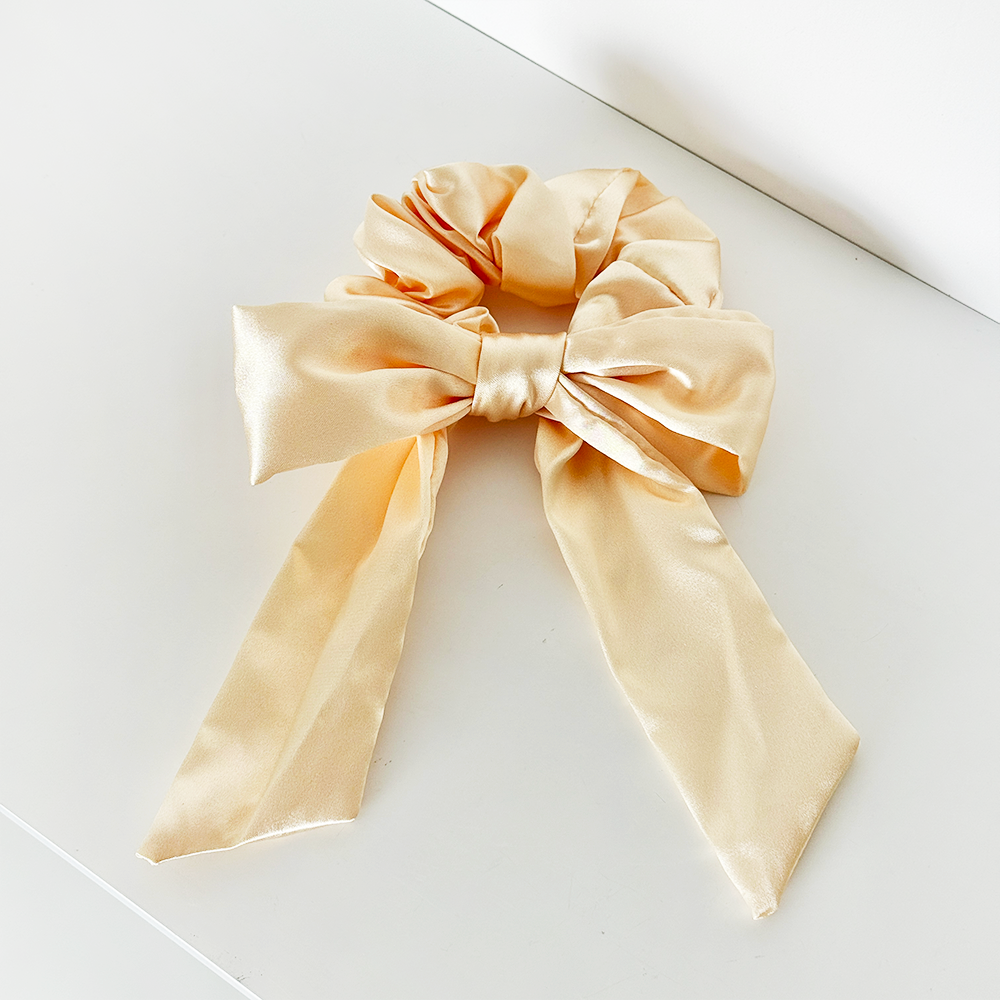 Satin Bow Scrunchie - Butter Yellow