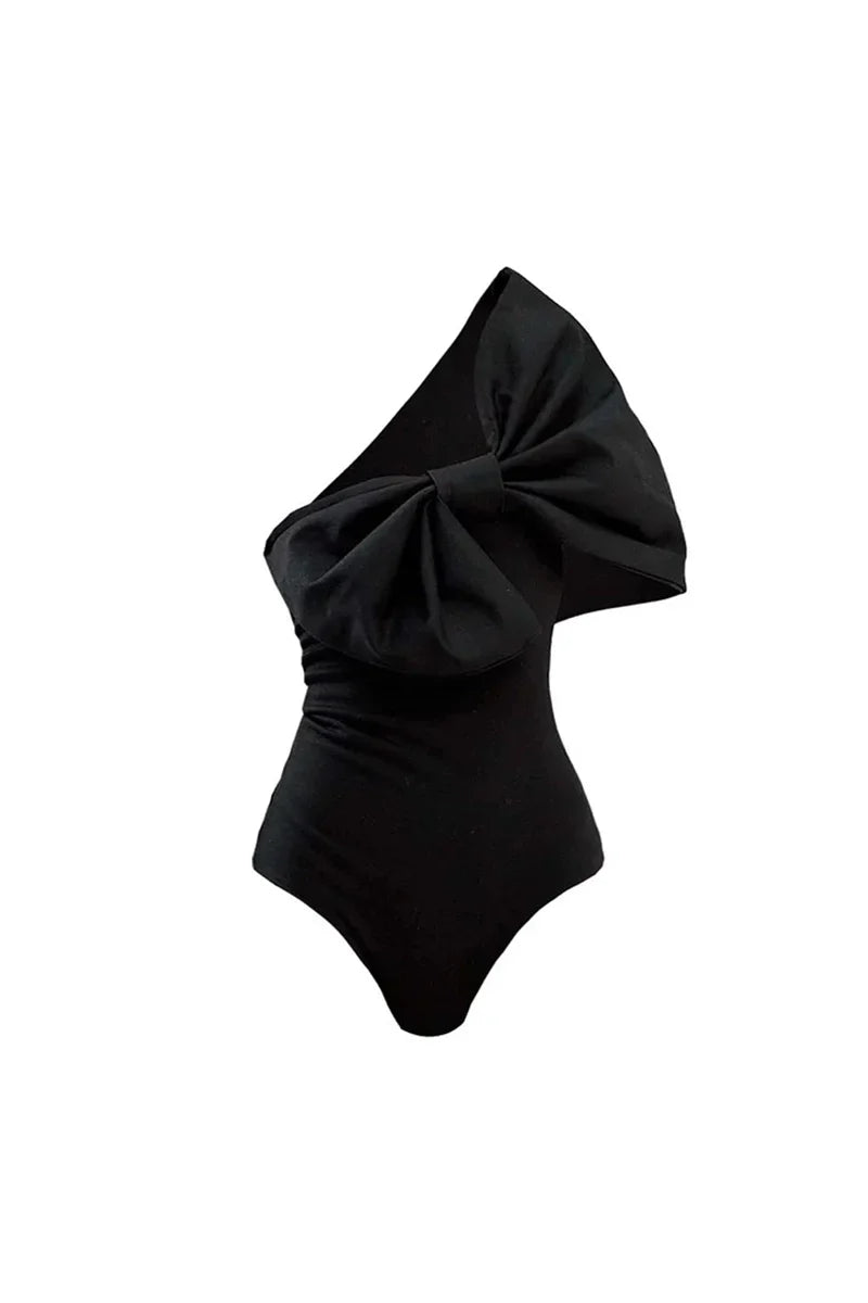 Black and White Bow One Piece Swimsuit Set