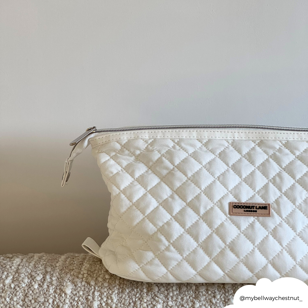 Genişletilebilir Makyaj Çantası - Kapitone Sütlü Hindistan Cevizi