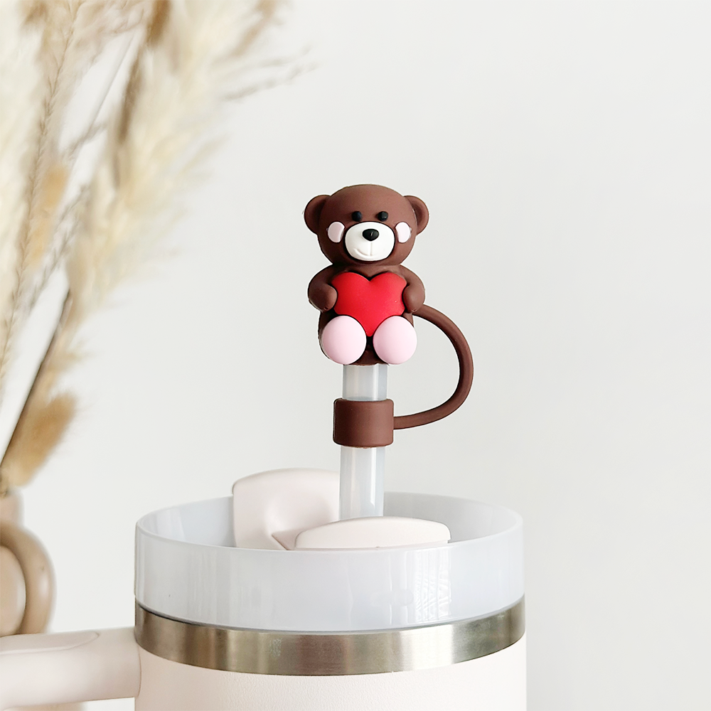 Teddy Love Straw Cover - Dark Brown