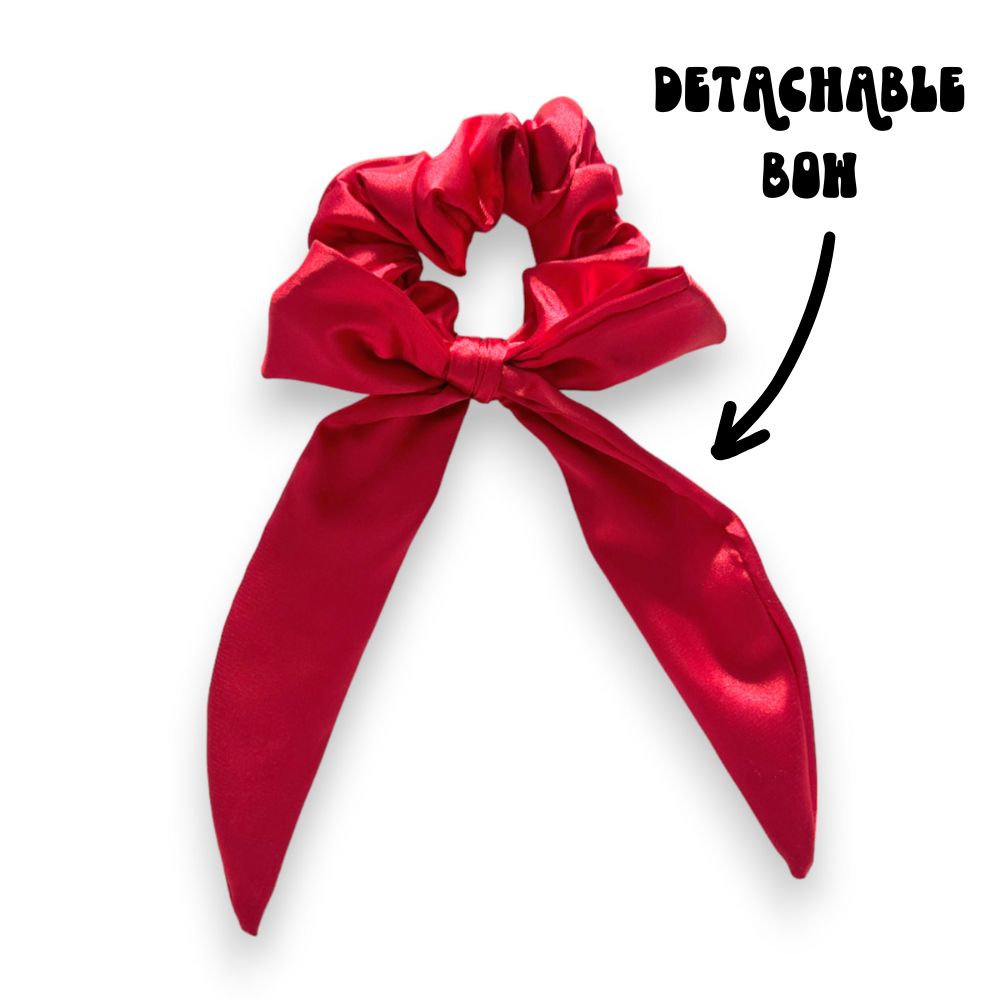 Satin Bow Scrunchie - Rose Red