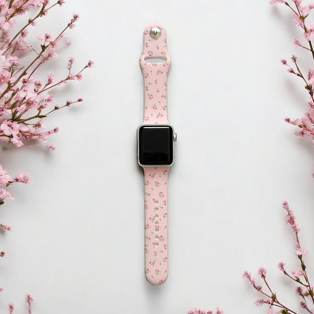 Küçük Çiçekli Pembe Apple Watch Kayışı