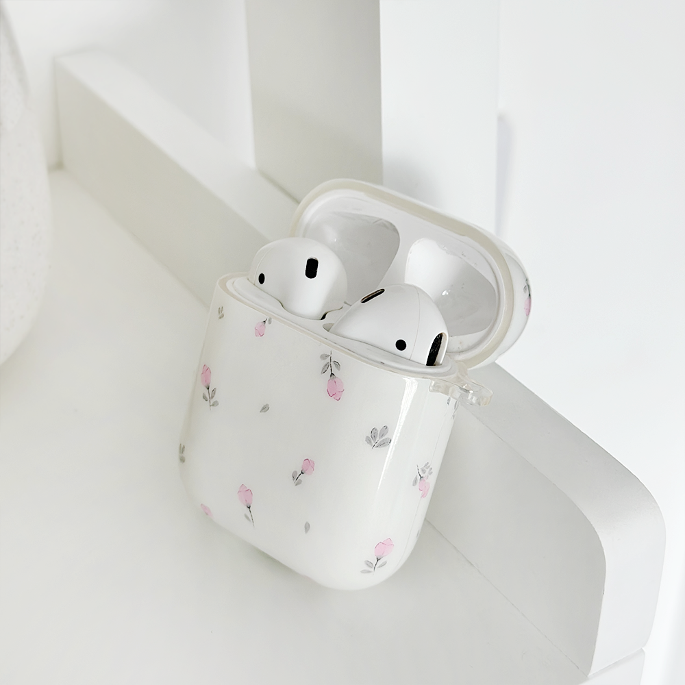 Airpods Kılıfı - Küçük Çiçekli Beyaz