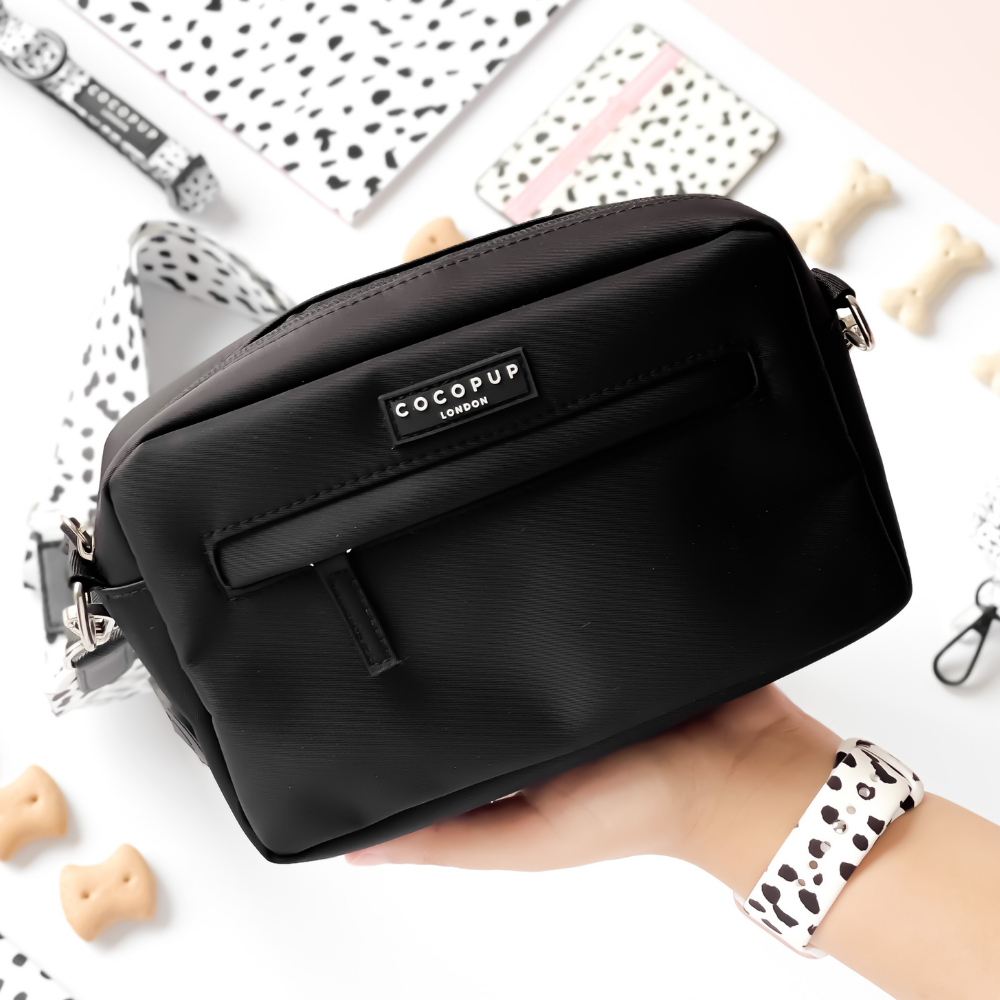 Köpek Gezdirme Siyah Çanta Seti - Tek Renkli Noktalar