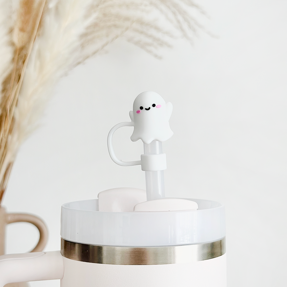 Sevimli Hayalet Desenli Pipet Kılıfı