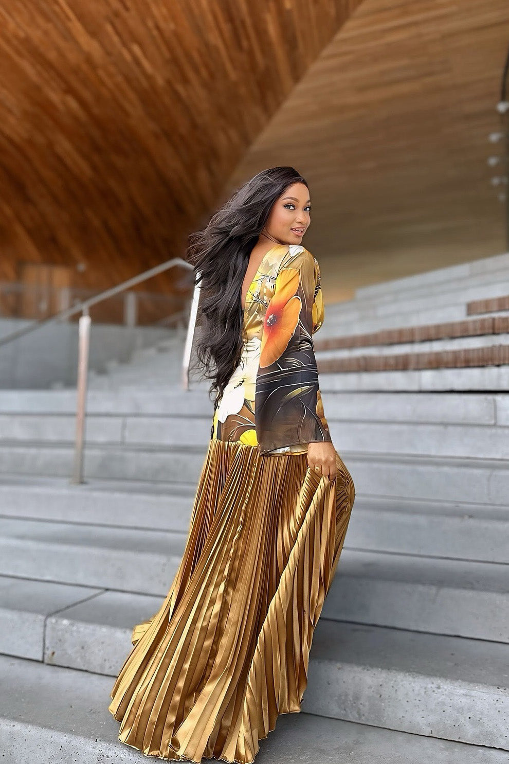 Aurora Pleated Maxi Dress