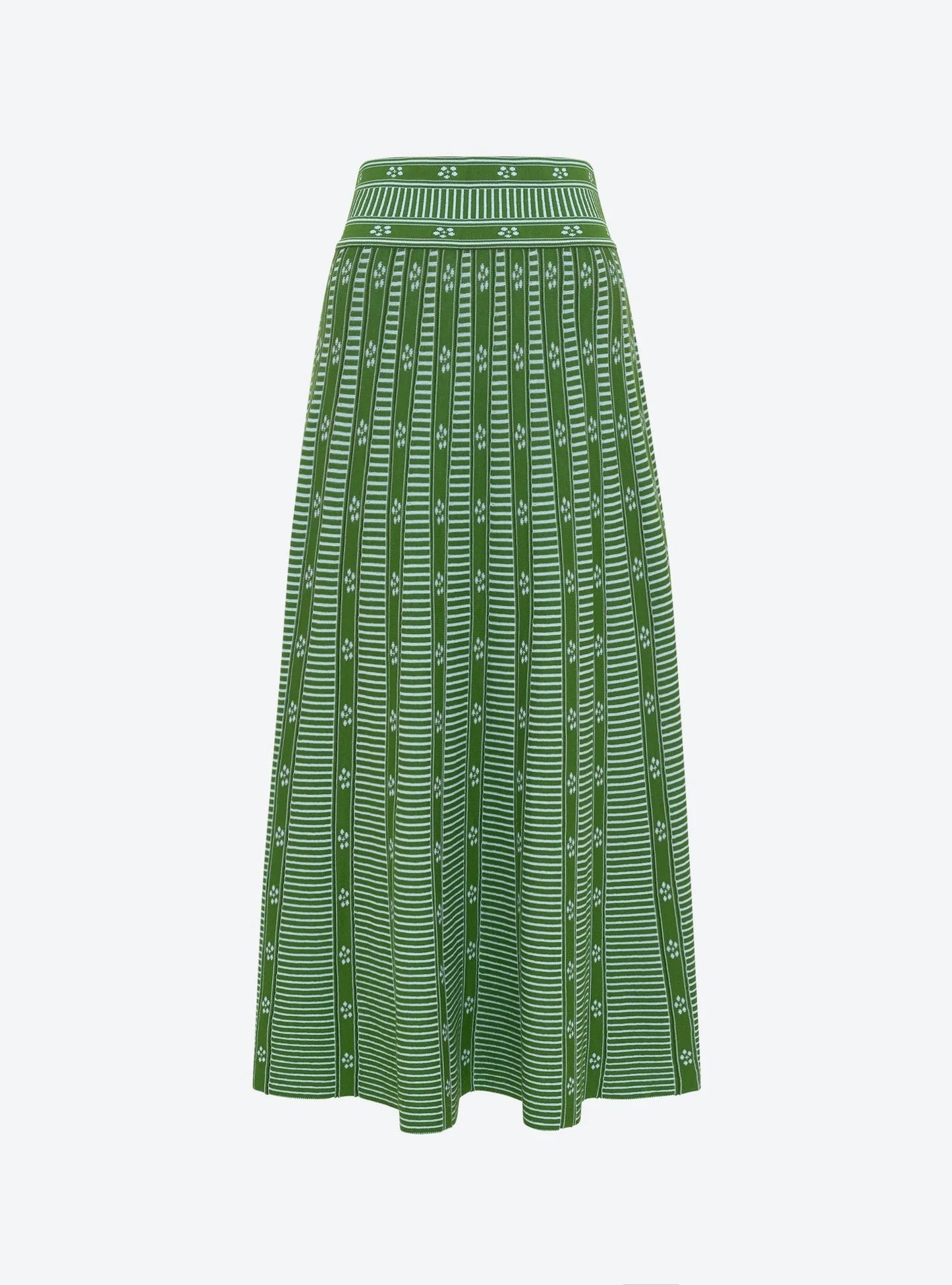 Green Floral Jacquard Skirt