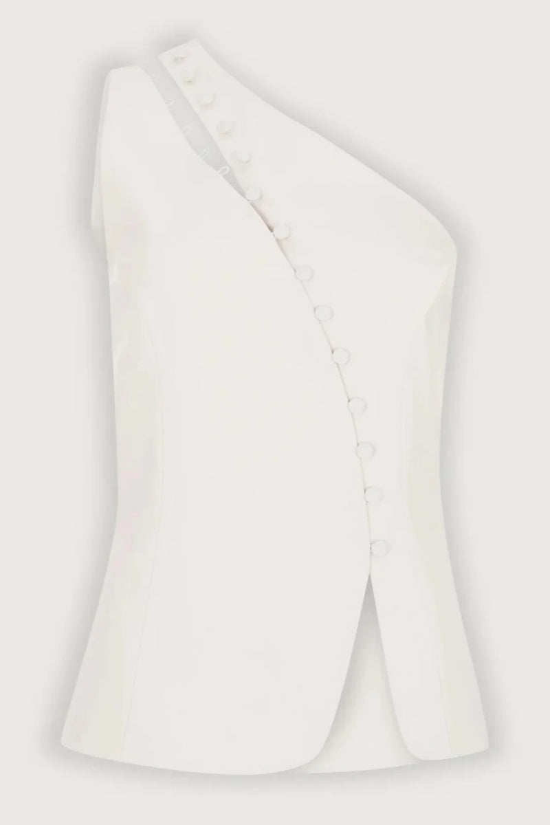 Ascent One-Shoulder Button Detail Top
