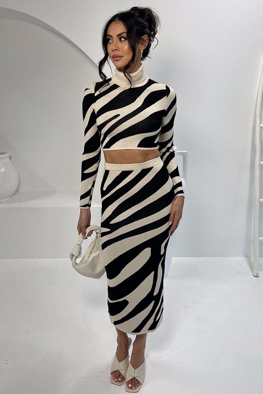 Lena Zebra Print Knit Set