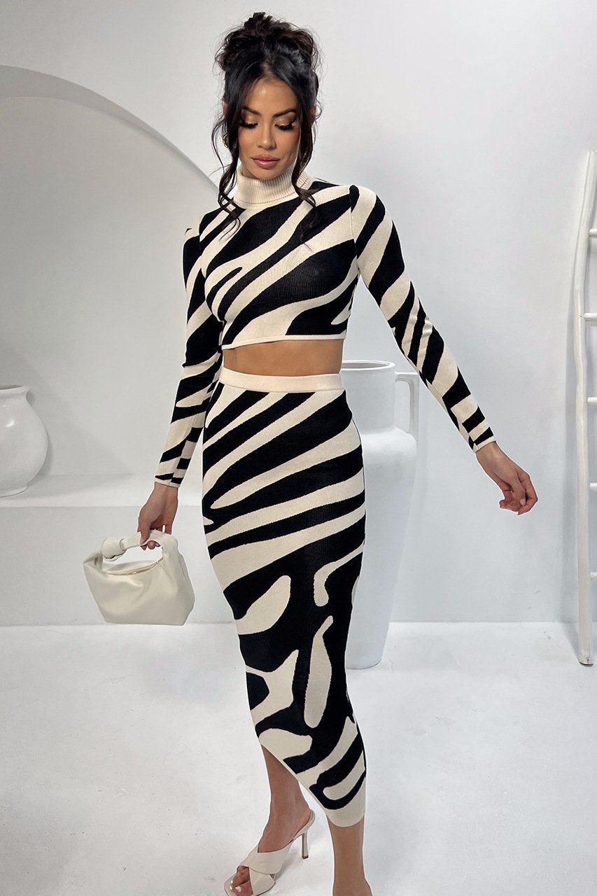 Lena Zebra Print Knit Set