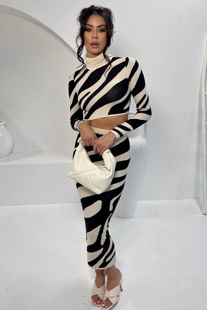 Lena Zebra Print Knit Set